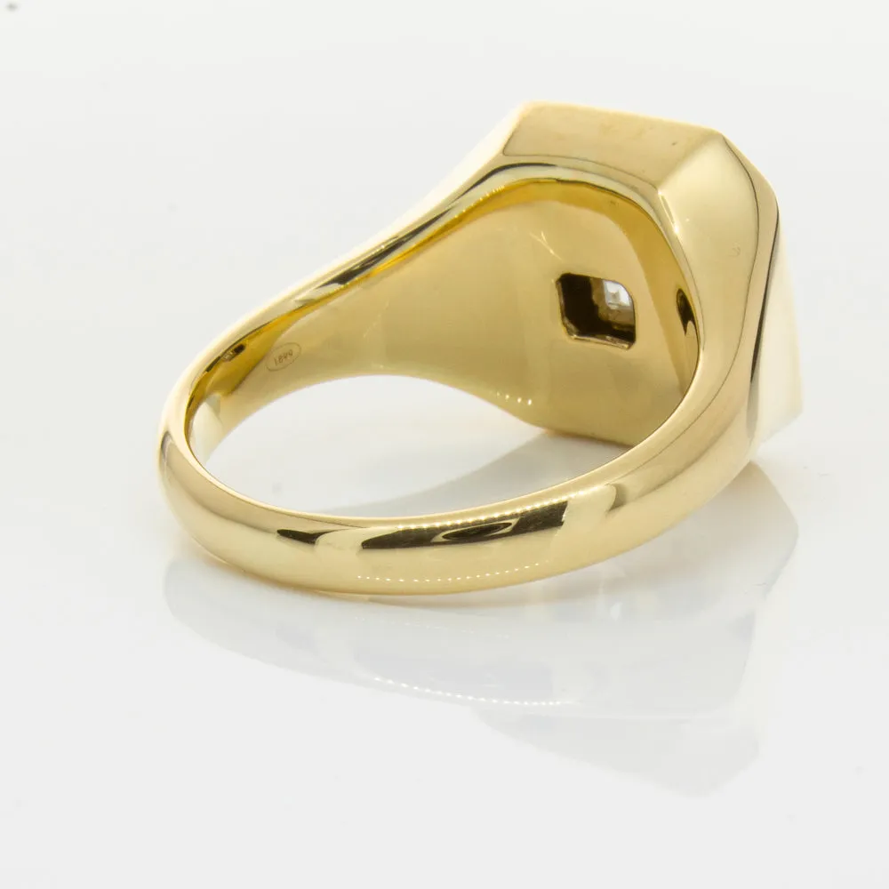 18ct Yellow Gold Diamond Mens Signet Ring