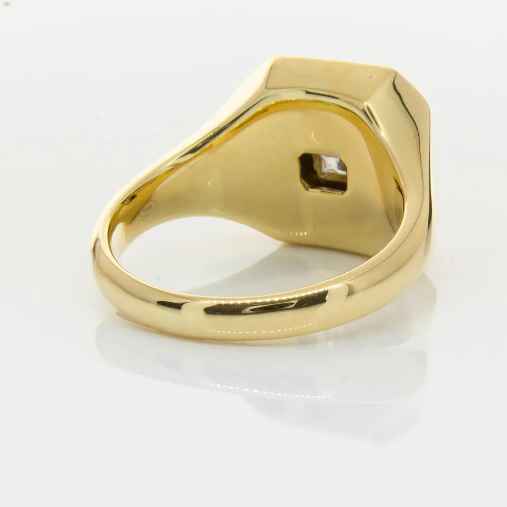 18ct Yellow Gold Diamond Mens Signet Ring