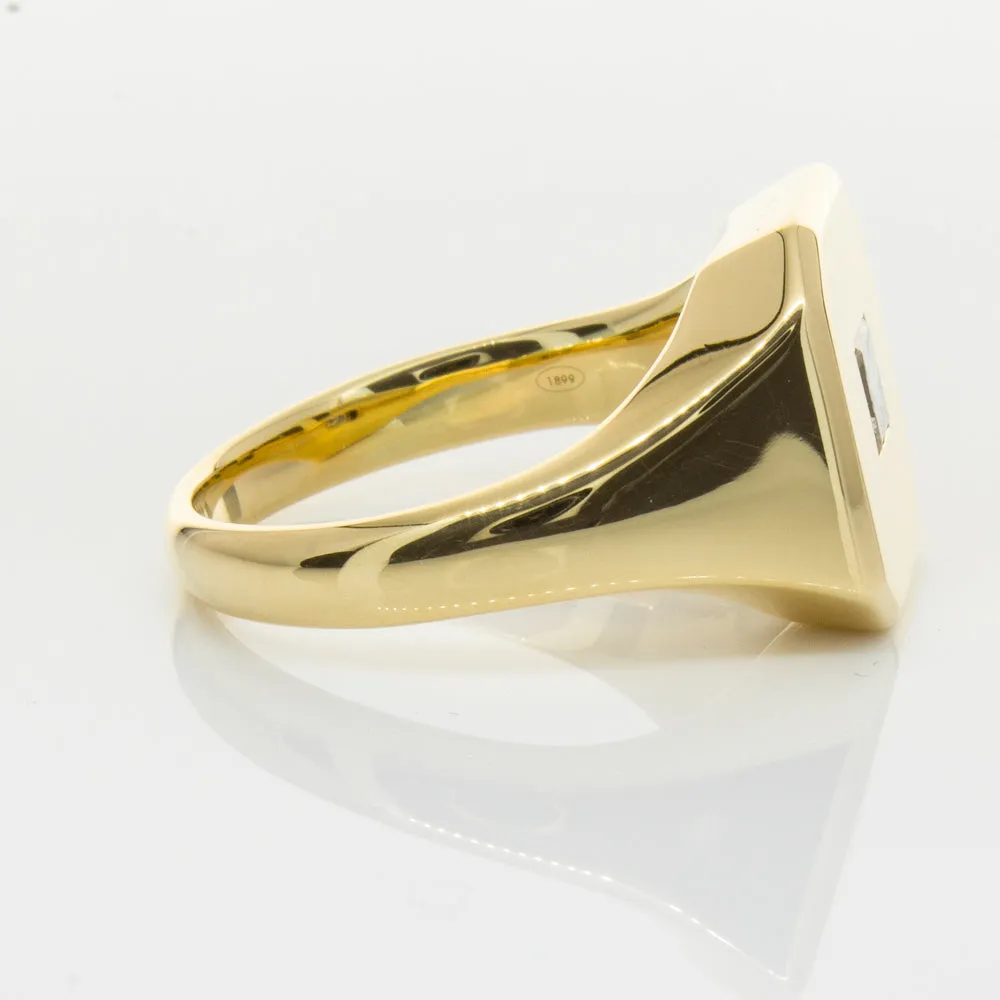 18ct Yellow Gold Diamond Mens Signet Ring
