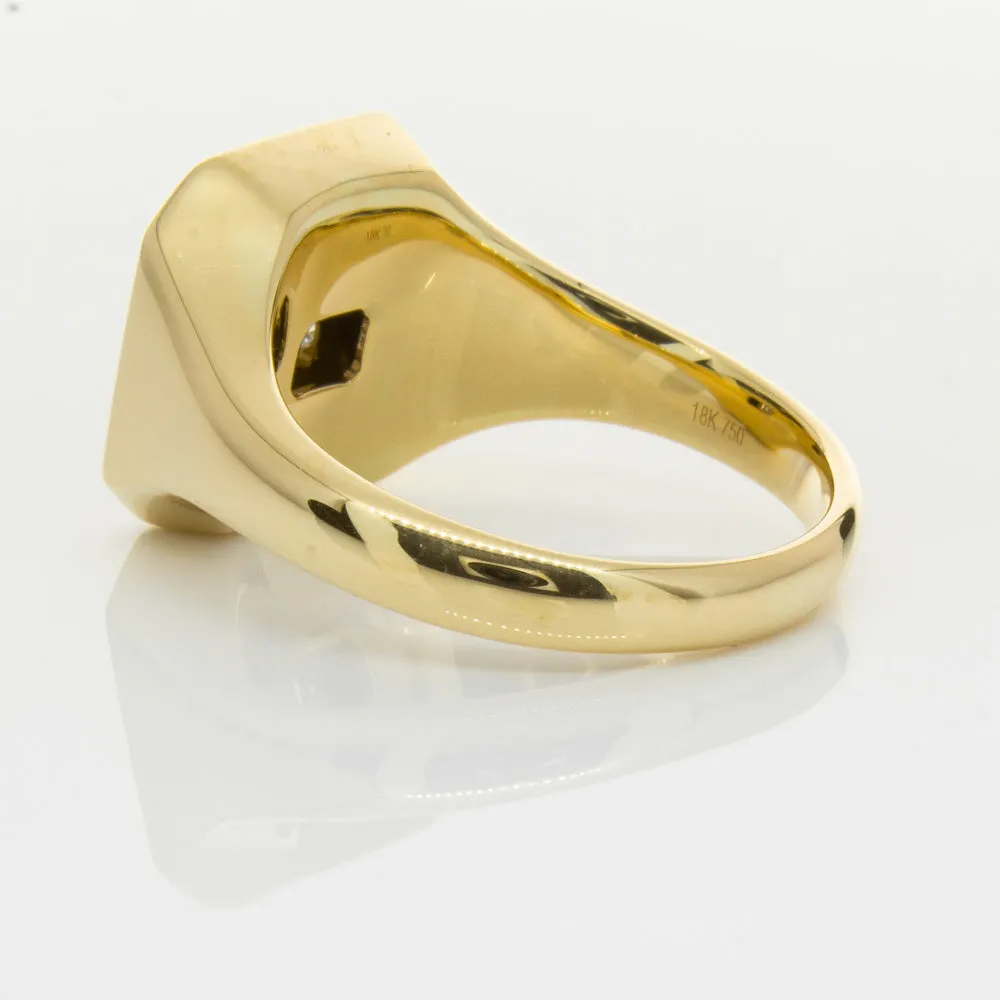 18ct Yellow Gold Diamond Mens Signet Ring