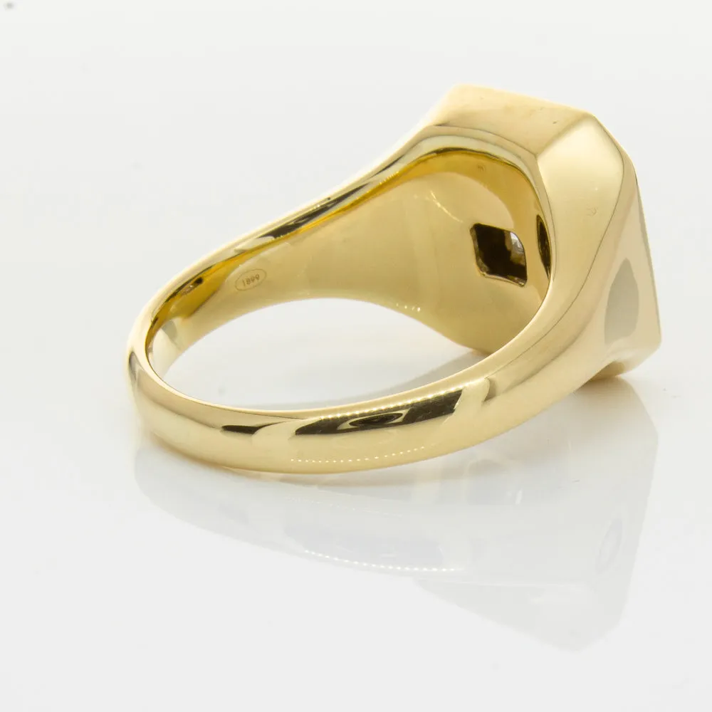 18ct Yellow Gold Diamond Mens Signet Ring
