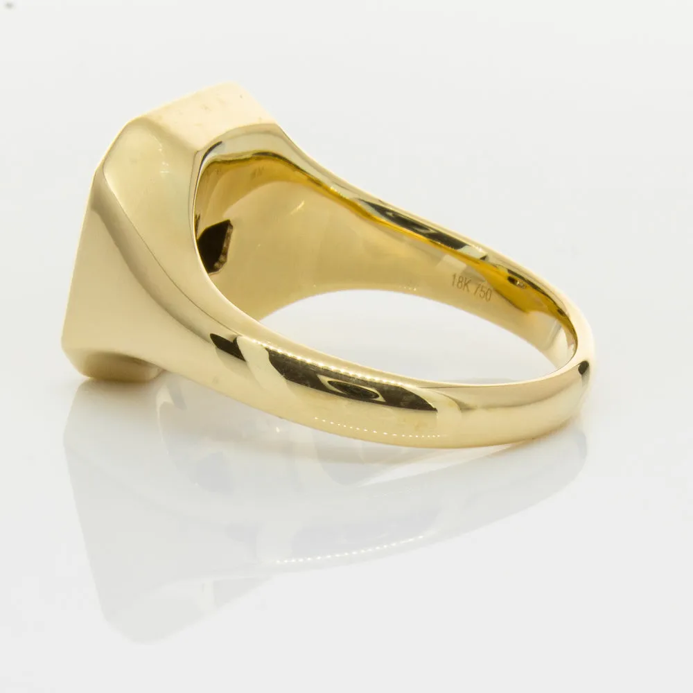 18ct Yellow Gold Diamond Mens Signet Ring