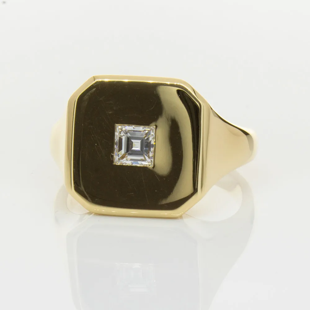18ct Yellow Gold Diamond Mens Signet Ring