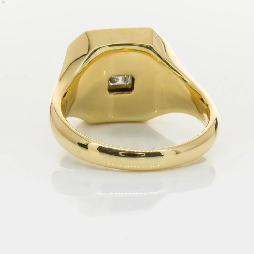 18ct Yellow Gold Diamond Mens Signet Ring