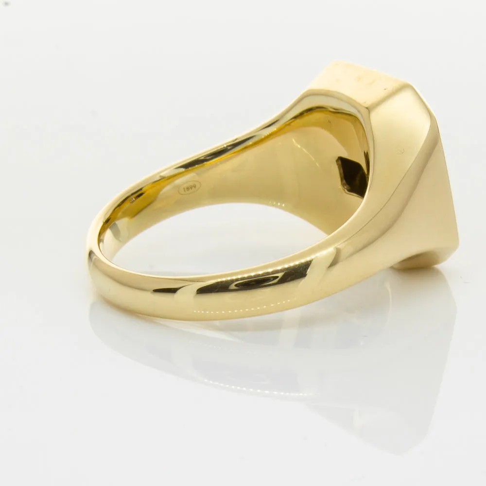 18ct Yellow Gold Diamond Mens Signet Ring