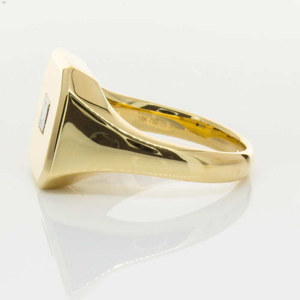 18ct Yellow Gold Diamond Mens Signet Ring