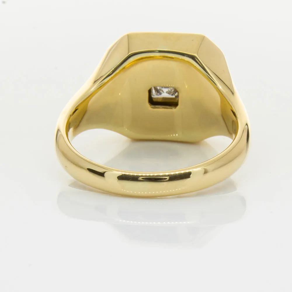 18ct Yellow Gold Diamond Mens Signet Ring