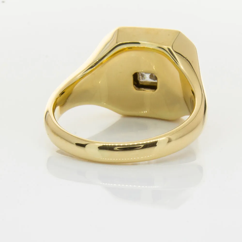 18ct Yellow Gold Diamond Mens Signet Ring