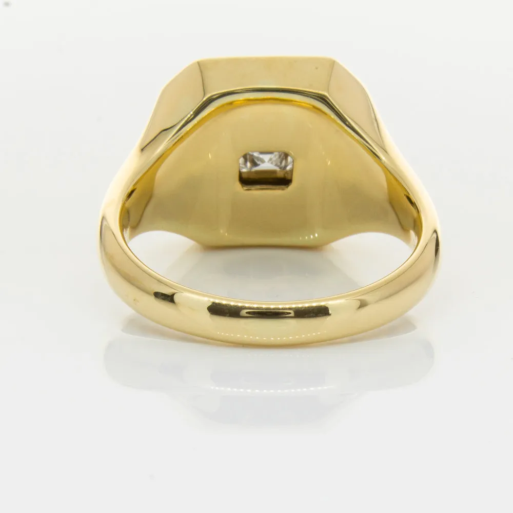 18ct Yellow Gold Diamond Mens Signet Ring