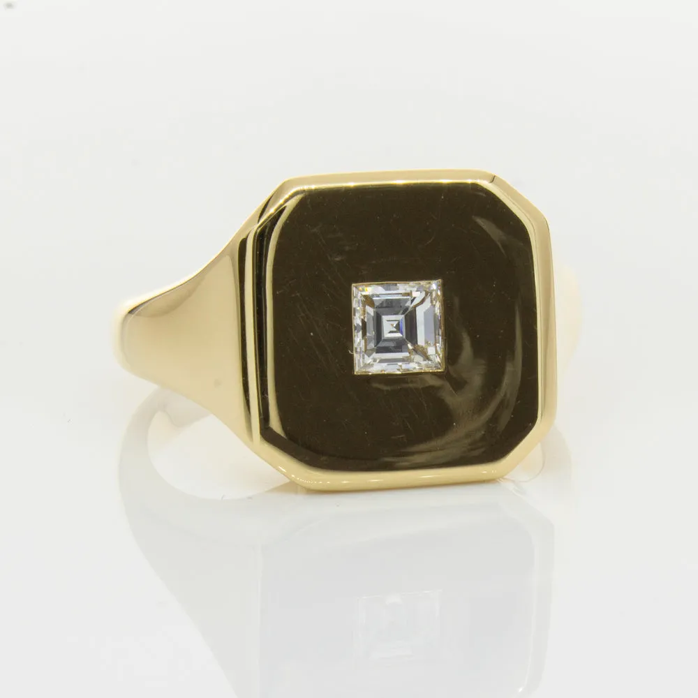 18ct Yellow Gold Diamond Mens Signet Ring