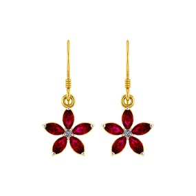 18k Floral Design Modern Gold And Diamond Earrings