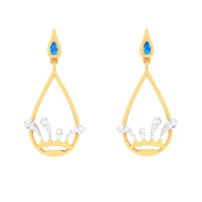 18k Rain Themed Exclusive Gold Diamond Earrings For Women