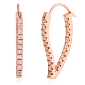 18k Rose Gold .75ct Diamond Hoop Earrings