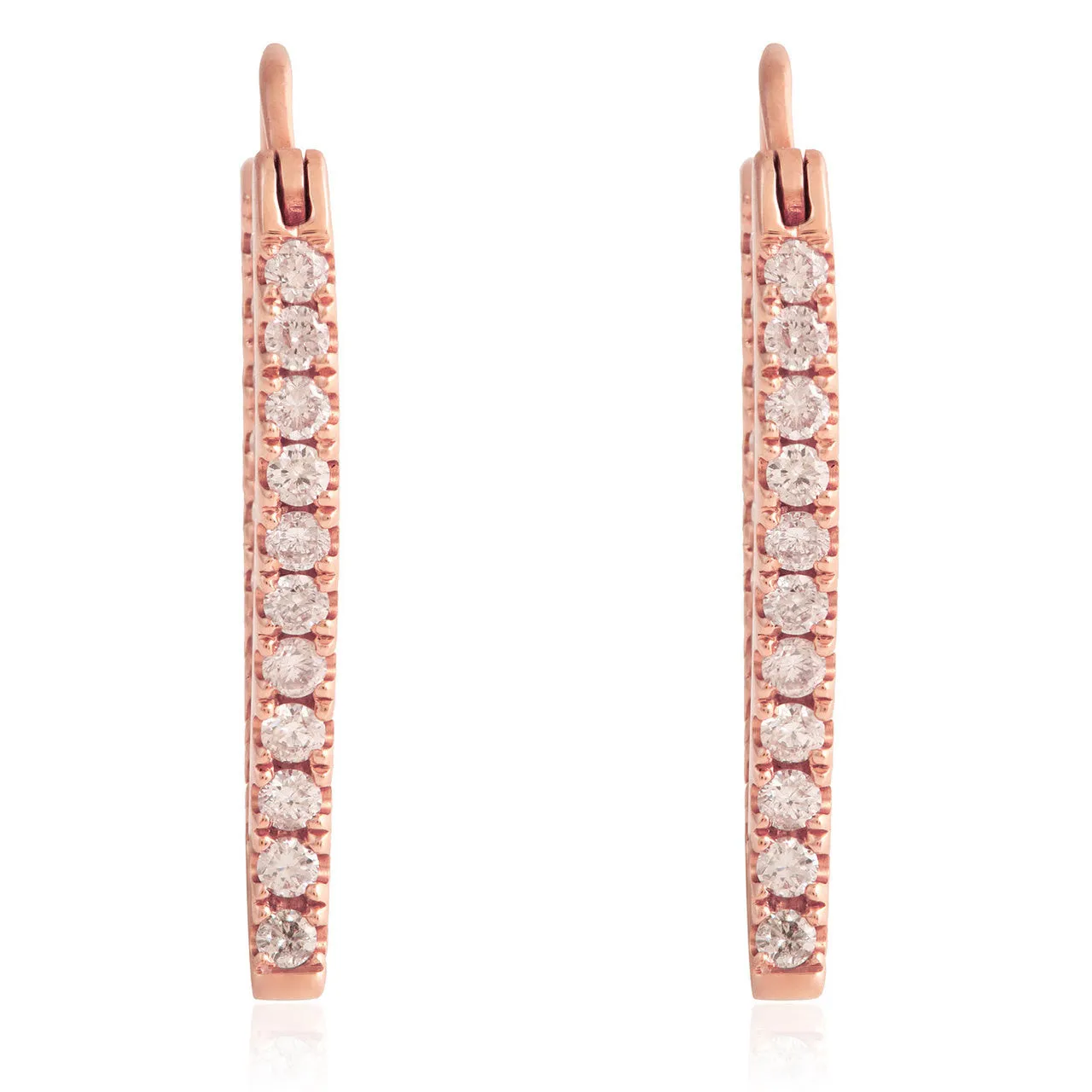 18k Rose Gold .75ct Diamond Hoop Earrings