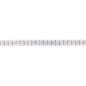 18K White Gold Baguette   Round Diamond Tennis Bracelet