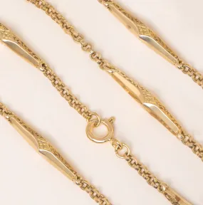19" Antique 9ct Gold Fancy Engraved Link Chain