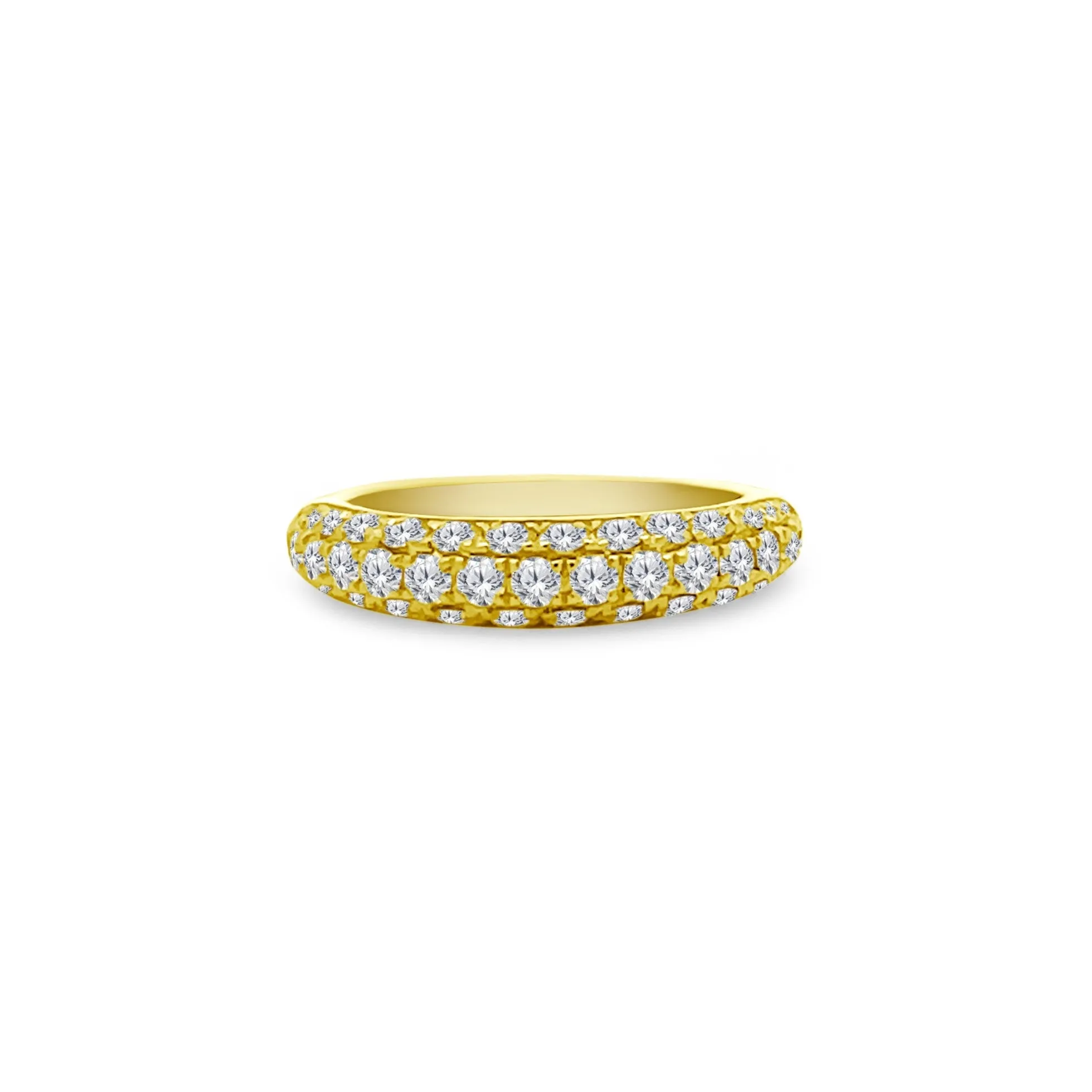 3 Row Diamond Signet Ring