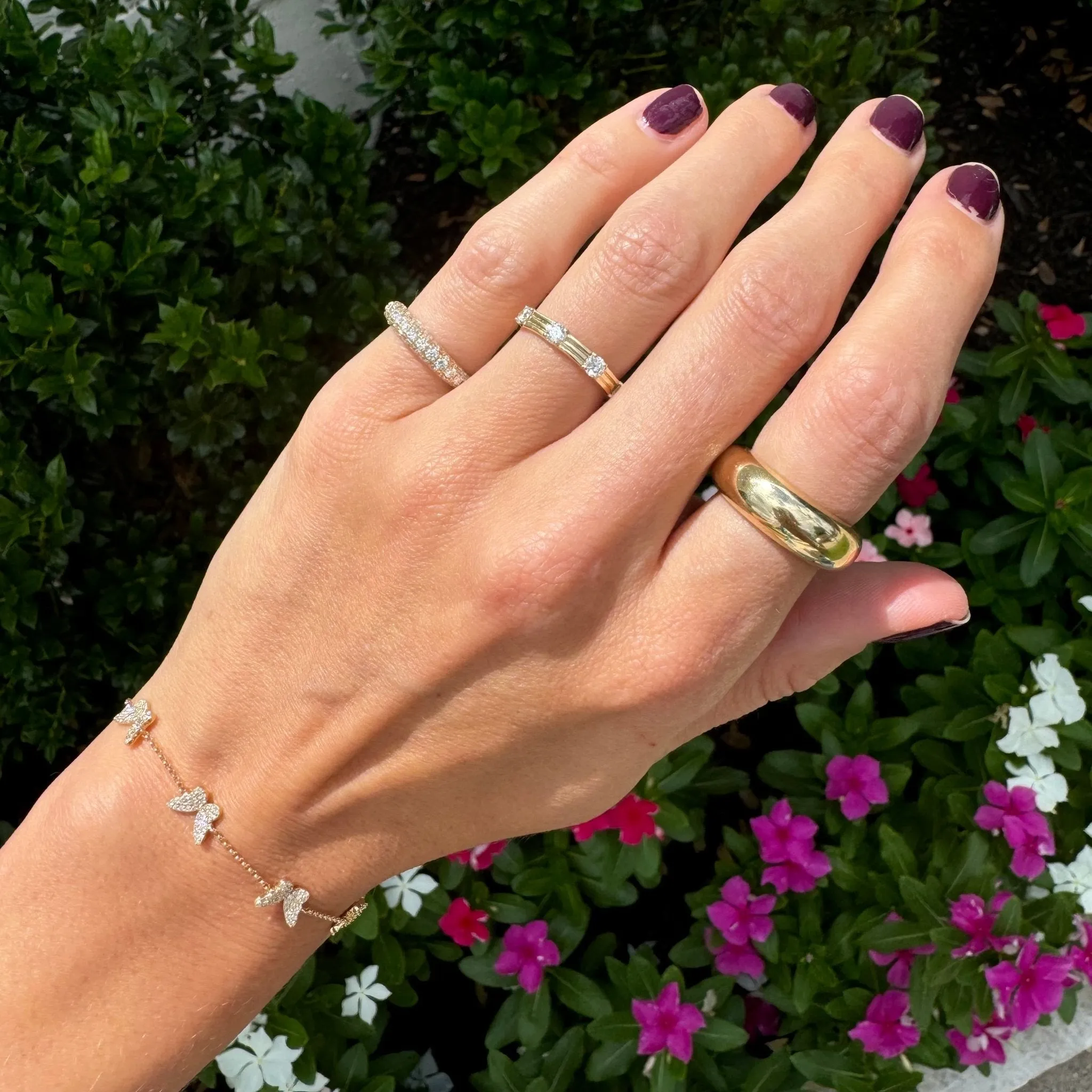 3 Row Diamond Signet Ring
