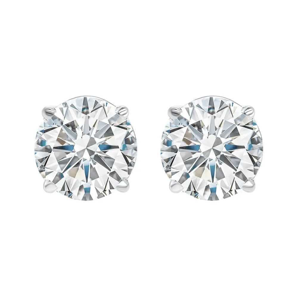 3.61 Ctw Round Brilliant Cut Diamond Stud Earrings, H, VS2