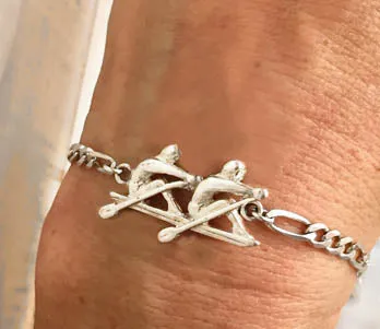 3D Side View Rowing Double Sculls with Chain Link Bracelet