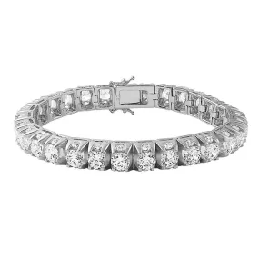 3D Thick Tennis Bracelet in Rhodium