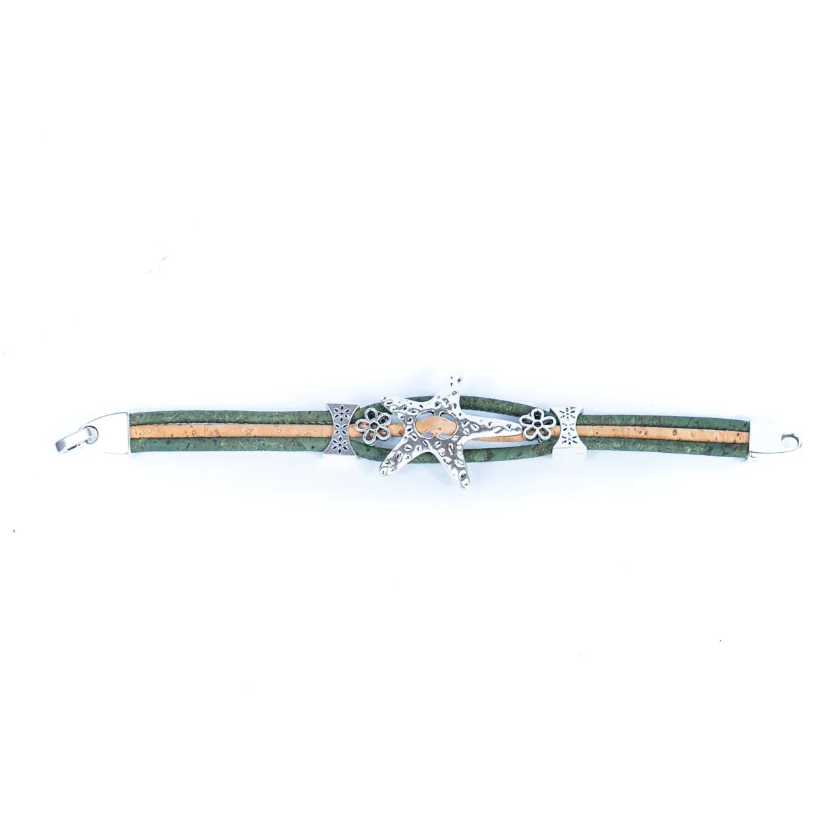 3MM round cork wire and alloy hardware starfish and flowers handmade fashion ladies braceletBR-453-MIX-5
