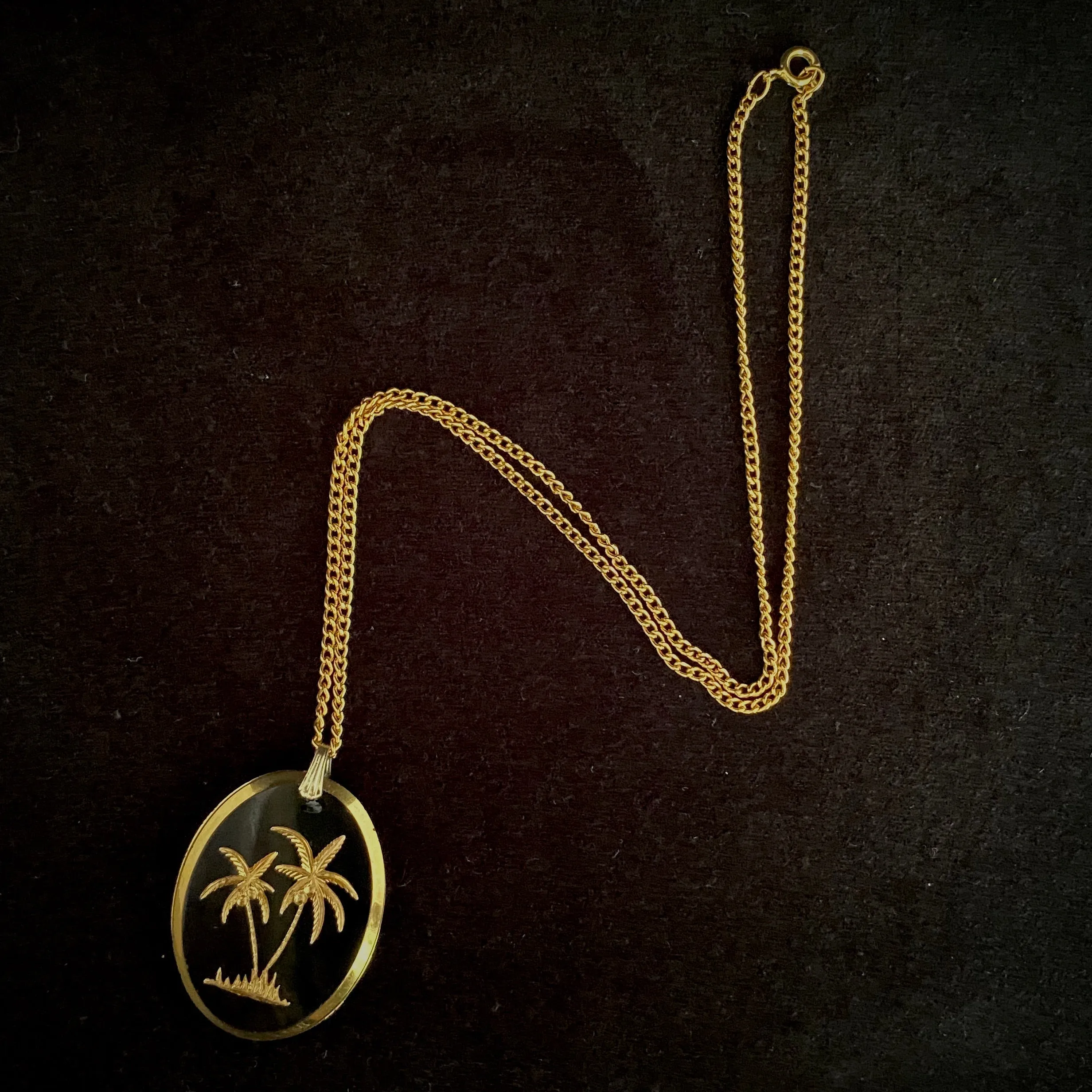 70s/80s Palm Tree Pendant Necklace