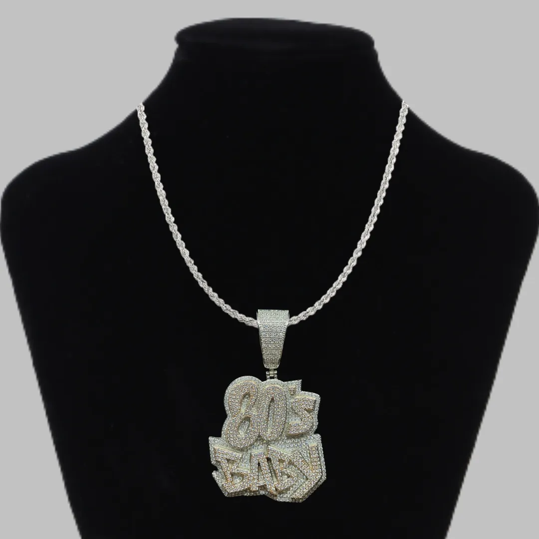 80's BABY Two Tone Iced Out Letter Diamond Pendant Necklace