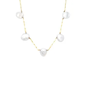 9ct Solid Gold Pearl Coin Necklace