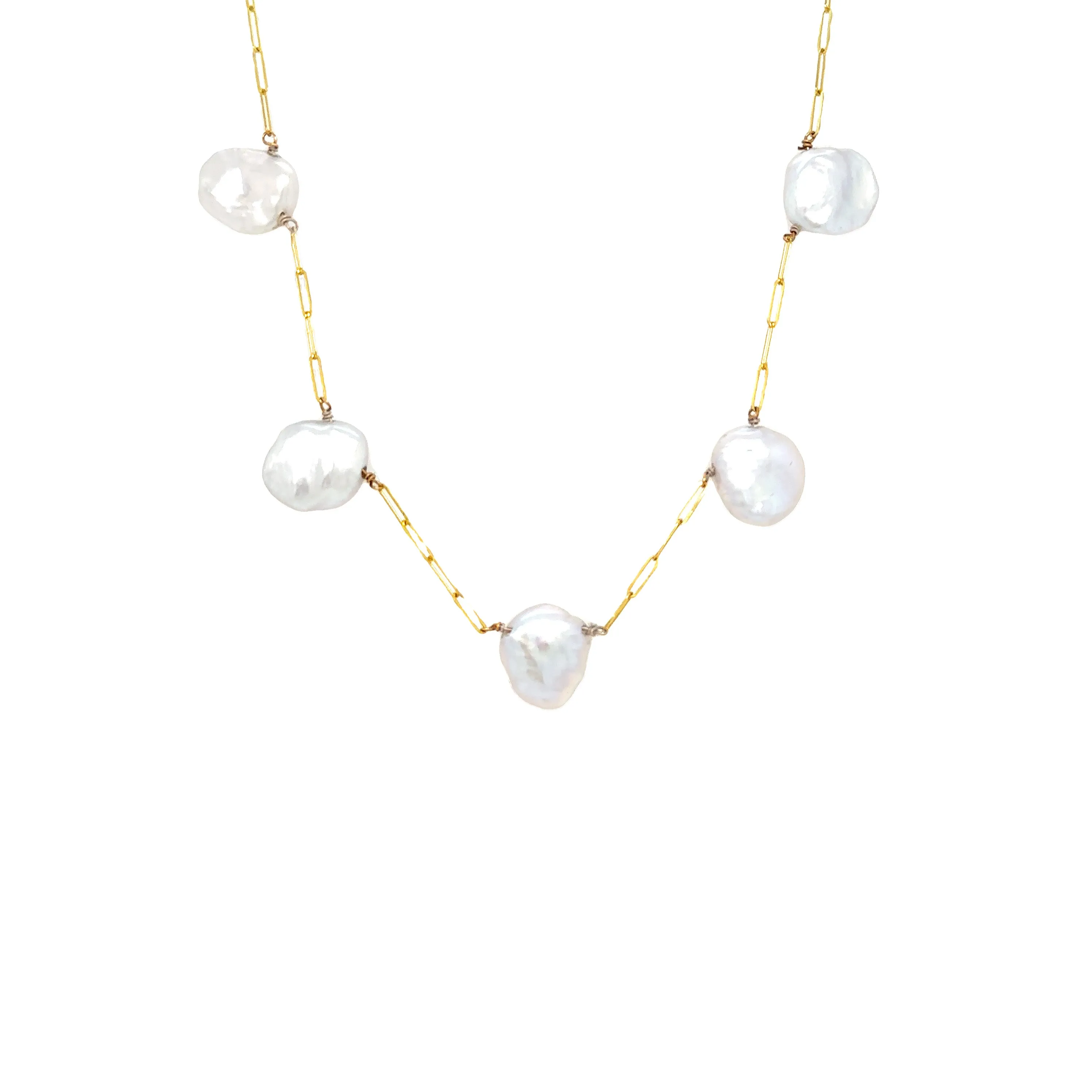 9ct Solid Gold Pearl Coin Necklace