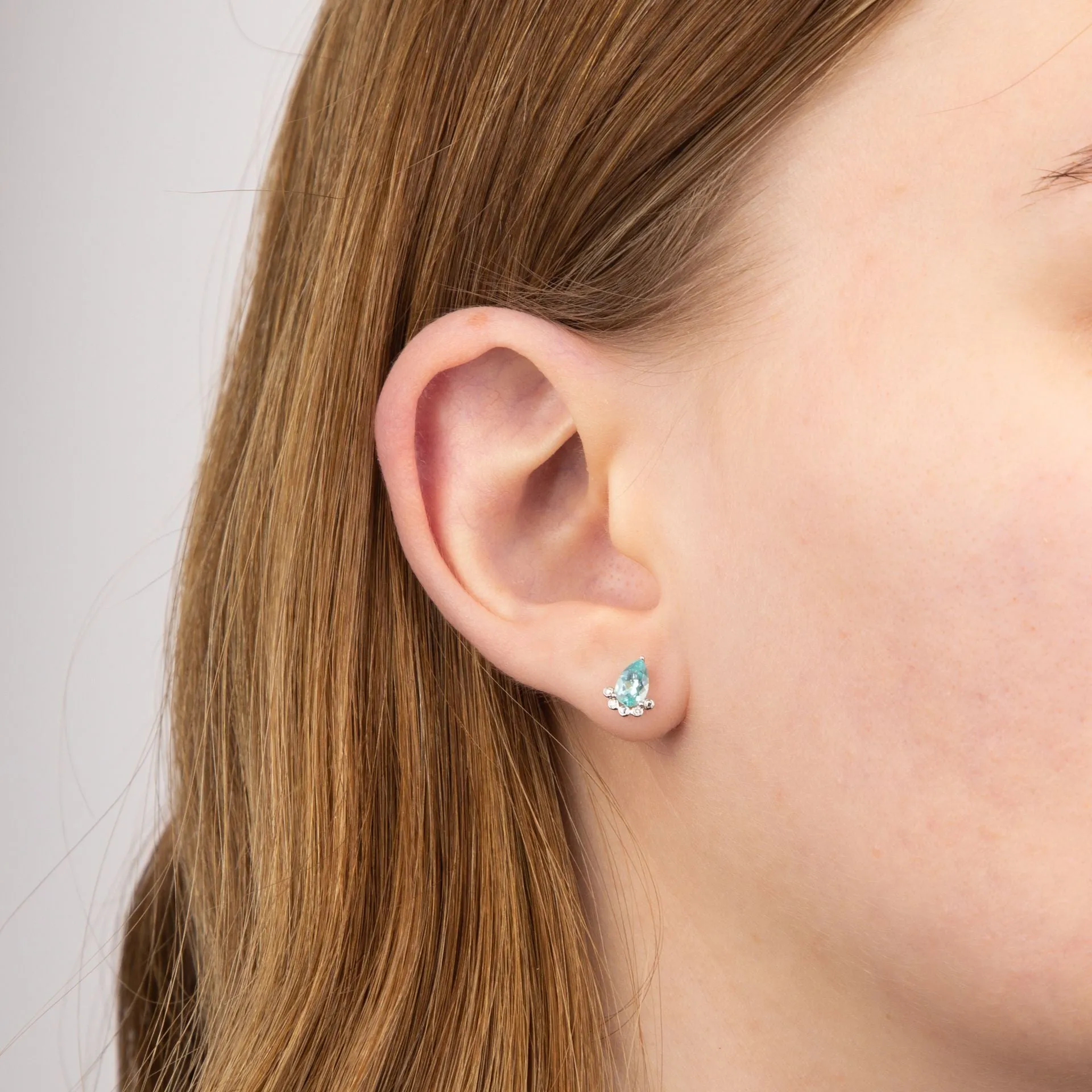 9ct White Gold Blue Apatite And Diamond Teardrop Stud Earrings GE2442T