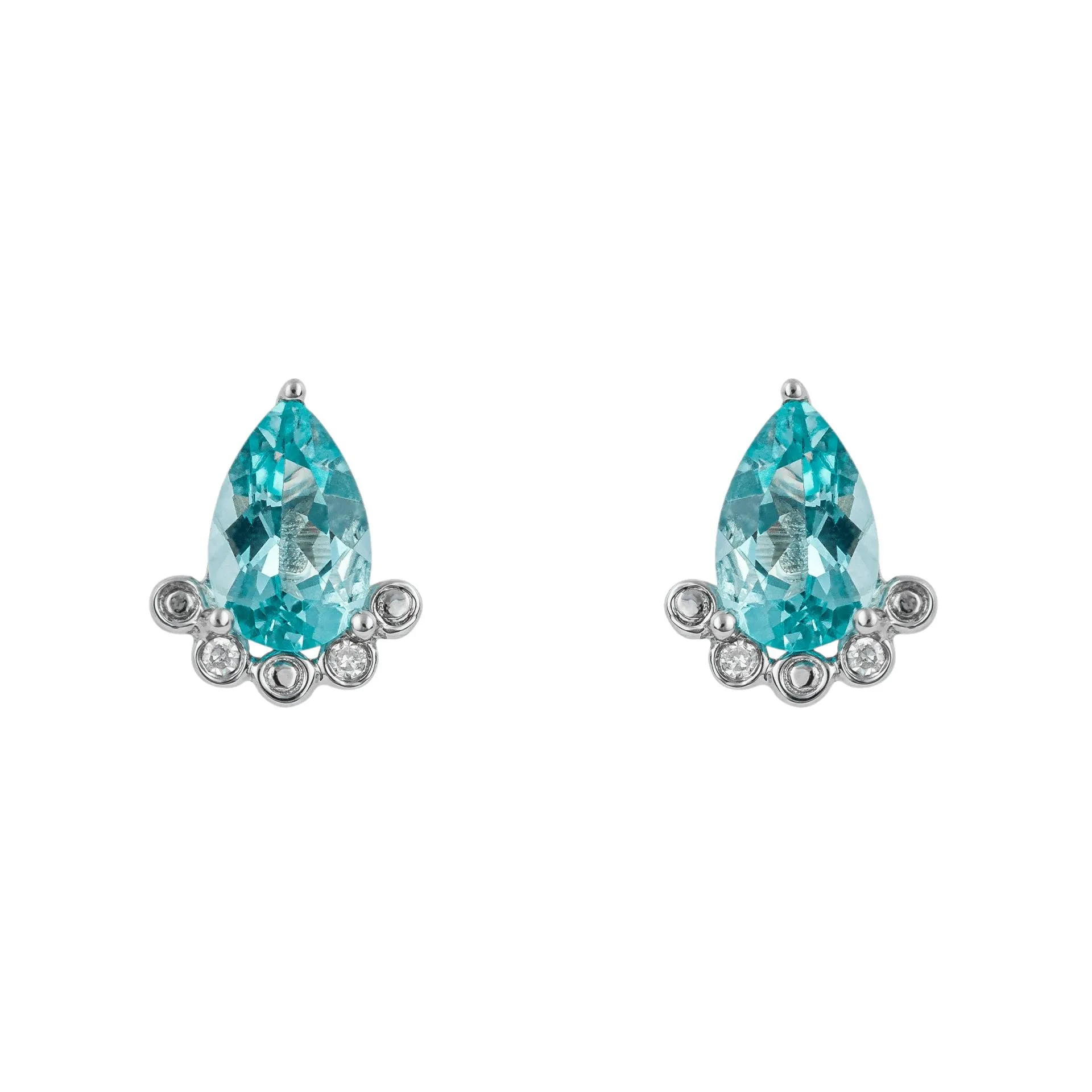 9ct White Gold Blue Apatite And Diamond Teardrop Stud Earrings GE2442T