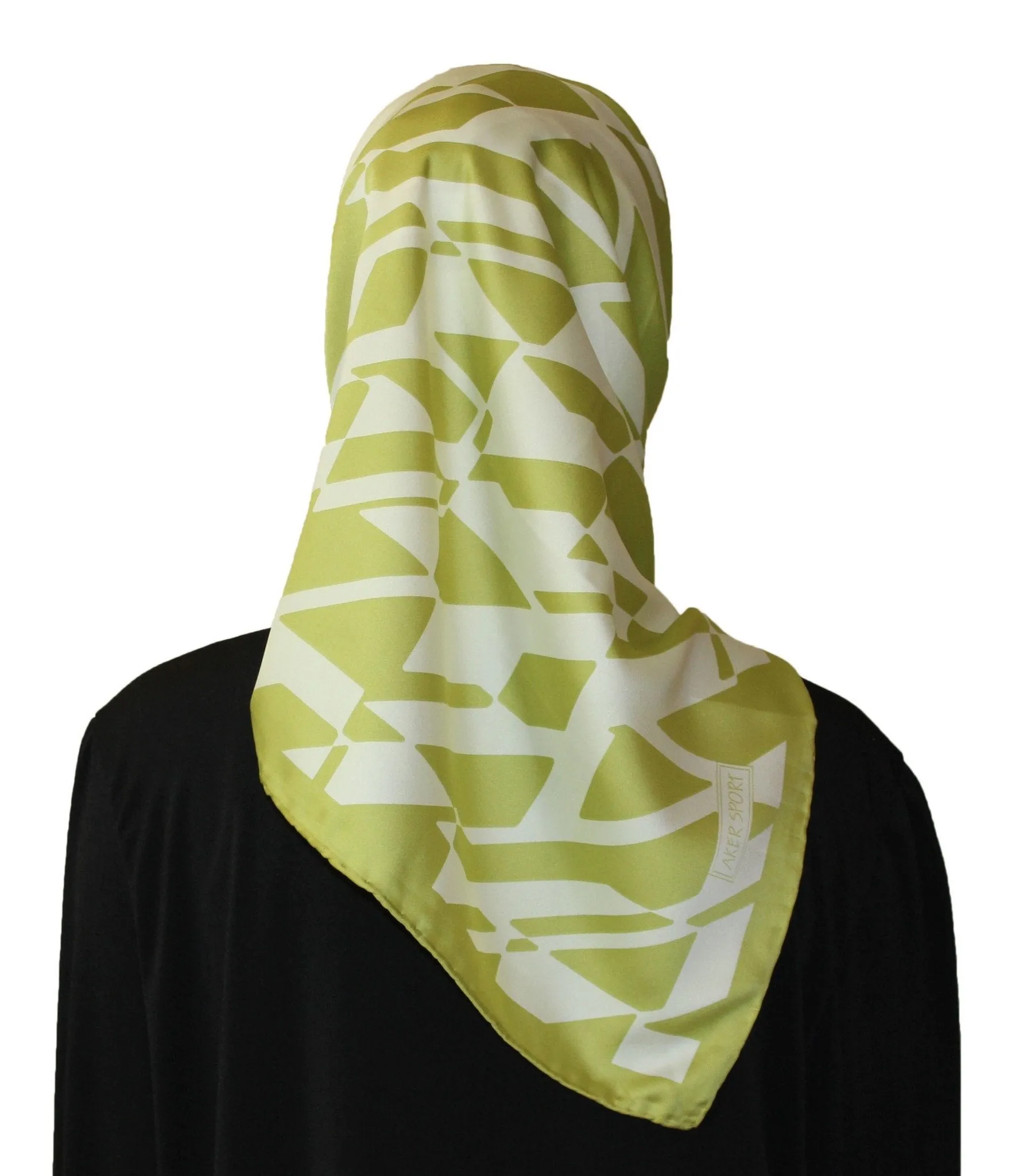 Aker Satin Square Hijab Scarf 6749 951 Bright Green