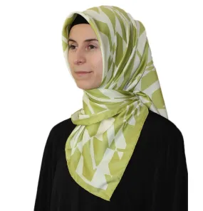Aker Satin Square Hijab Scarf 6749 951 Bright Green