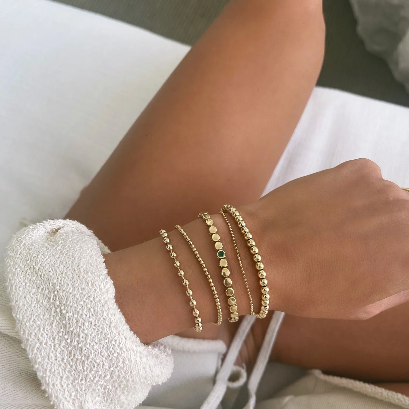 Alexa Leigh - 1.5mm Gold Ball Chain Bracelet in Yellow Gold