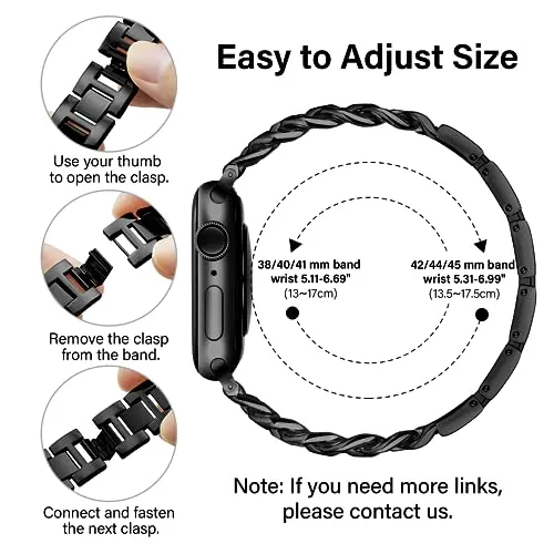 Aniaboho Compatible with Dressy Designer Apple Watch Bands for Women Men 44mm 45mm 49mm 42mm, Chain Leather iWatch Bands for Apple Watch Ultra 2 1 SE Series 9 8 7 6 5 4 3 Band(Rose Gold/Black Leather)