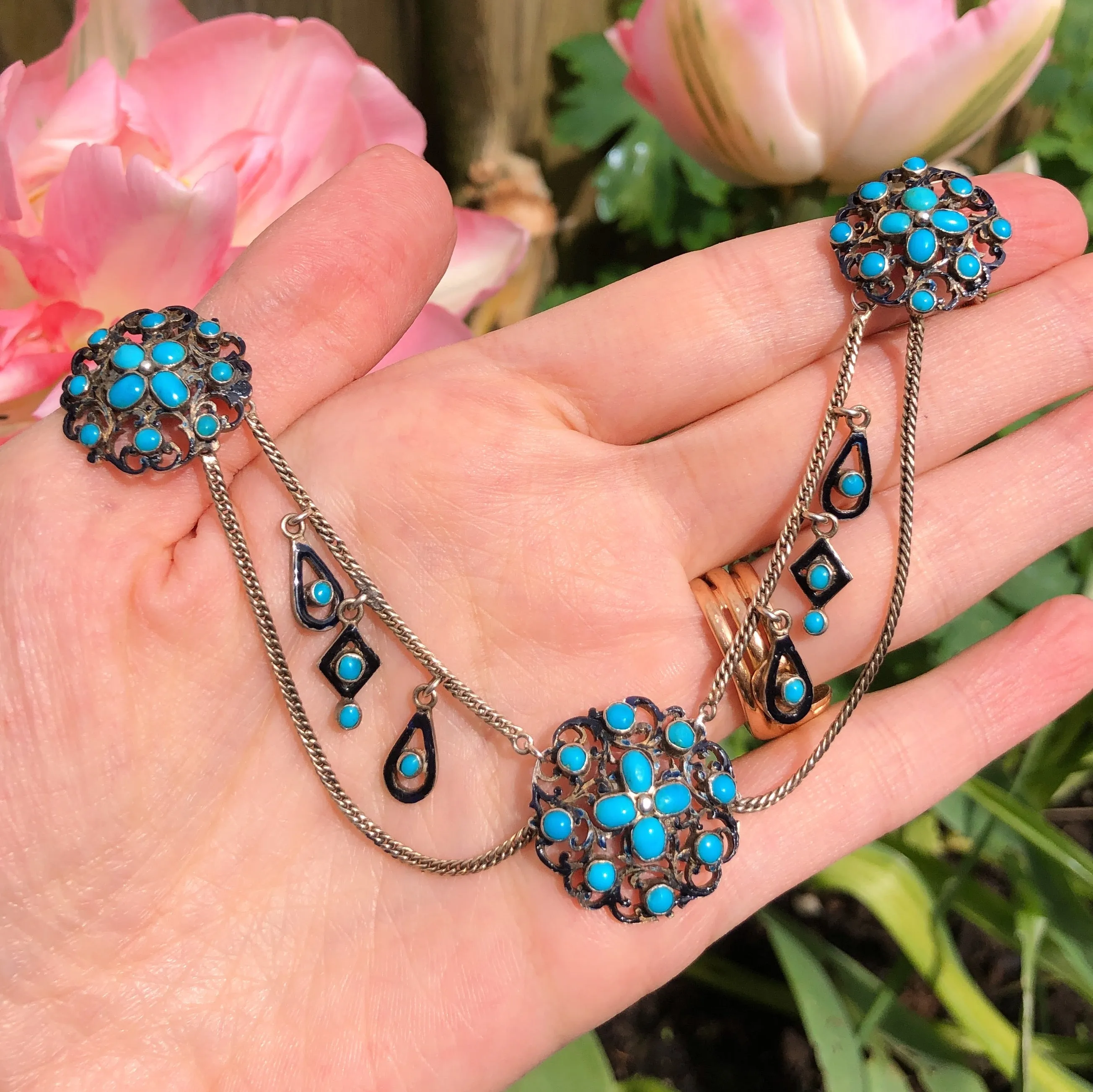 Antique Austro Hungarian Turquoise Collar Necklace