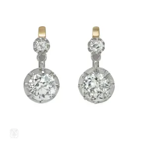 Antique diamond dormeuse earrings.