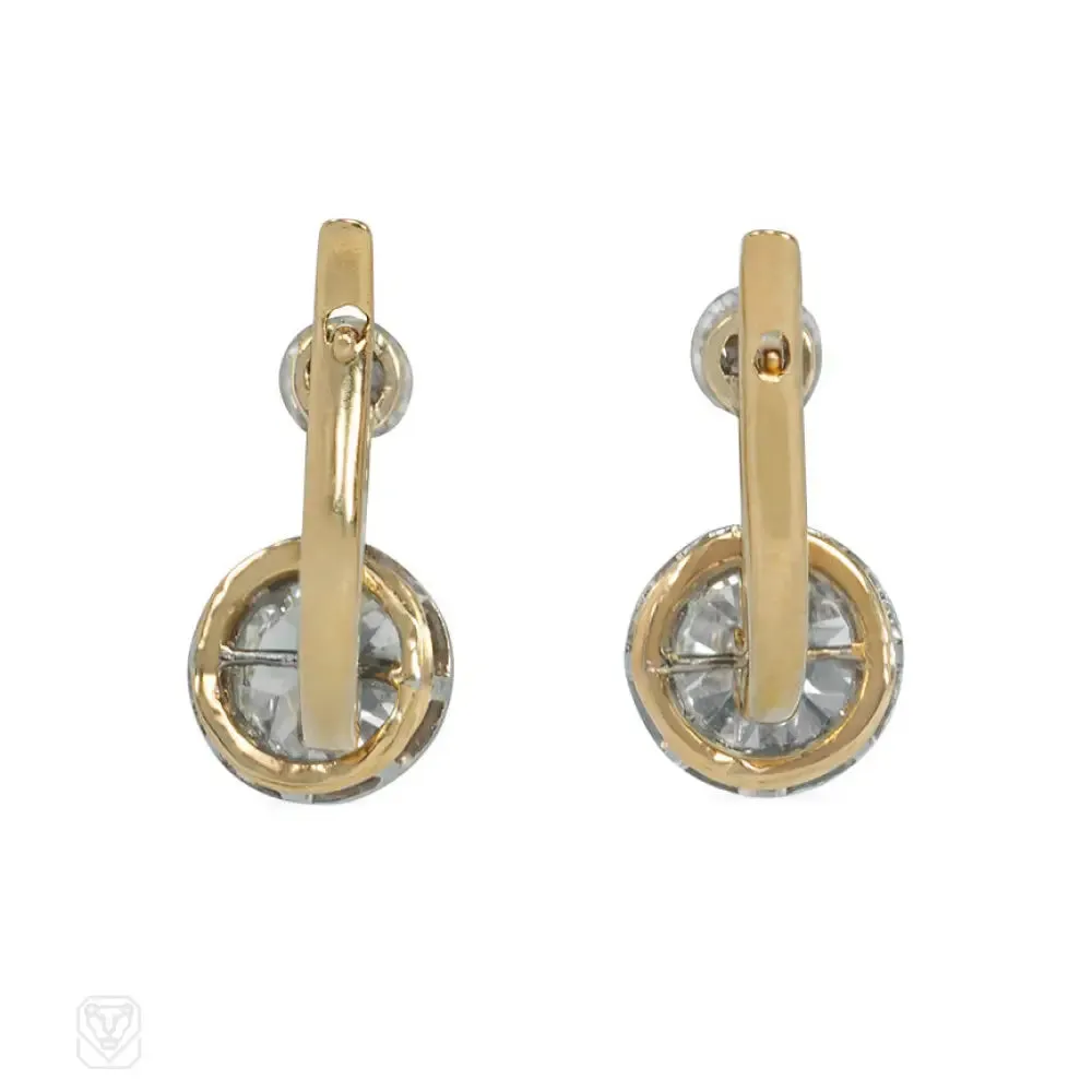 Antique diamond dormeuse earrings.