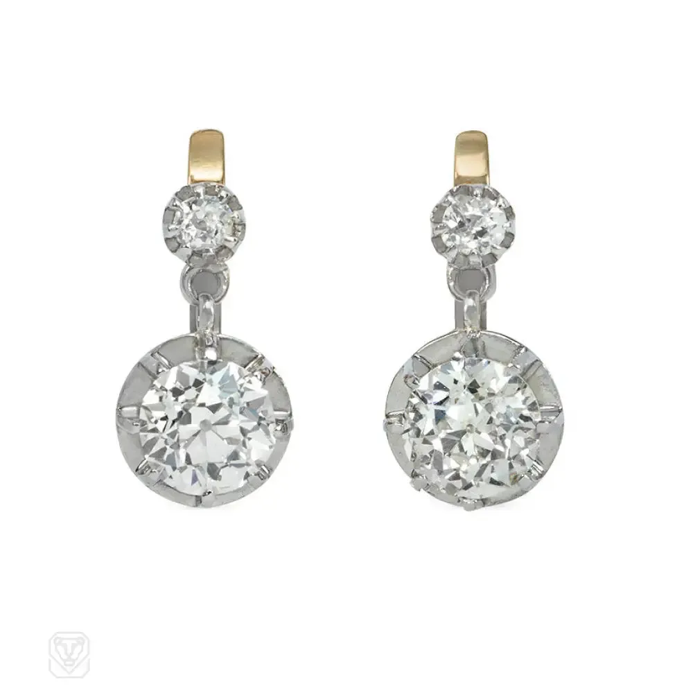Antique diamond dormeuse earrings.