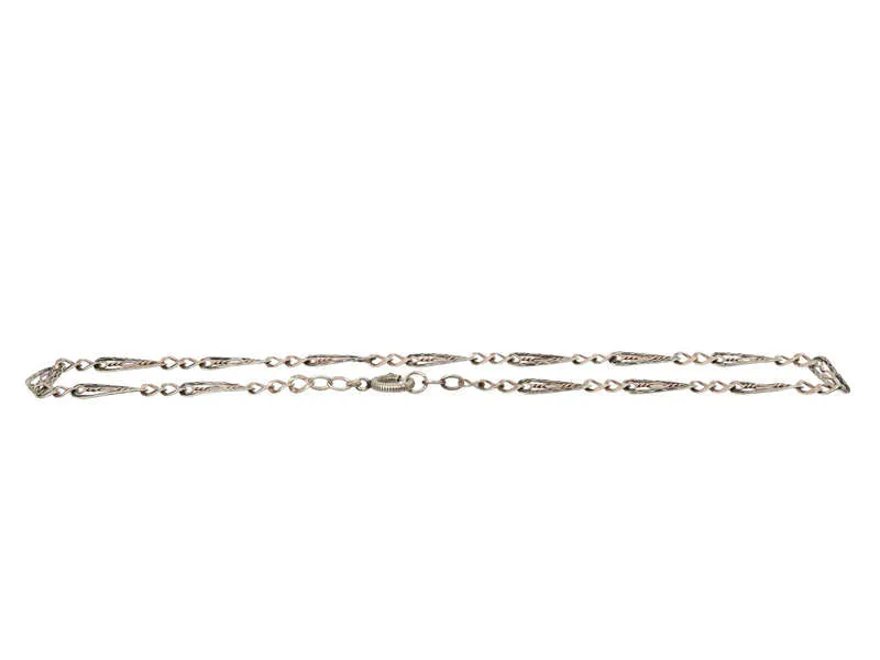 Antique Fancy Niello & Silver Chain