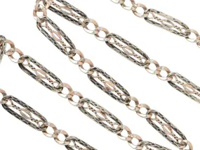 Antique Fancy Niello & Silver Chain
