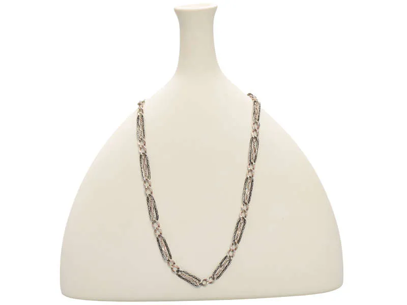 Antique Fancy Niello & Silver Chain