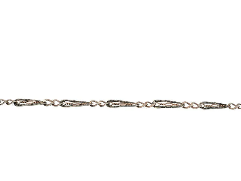 Antique Fancy Niello & Silver Chain