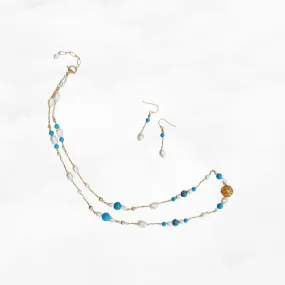 Auspicious Turquoise and Pearl Long Necklace