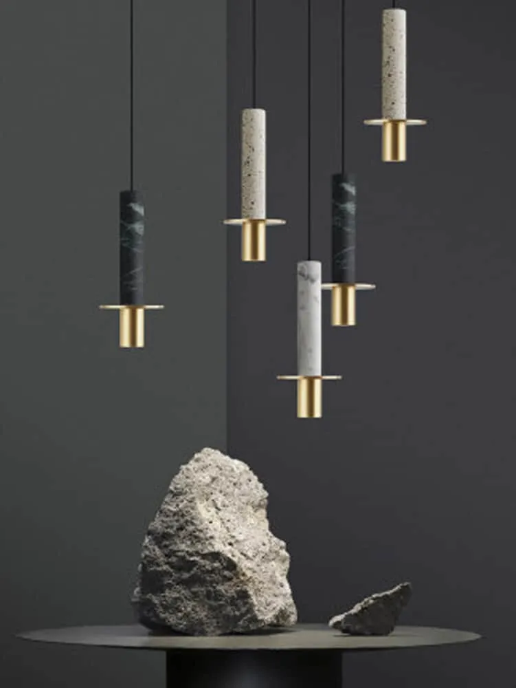 Bauernoh Cylindrical Marble Top Pendant Lamp