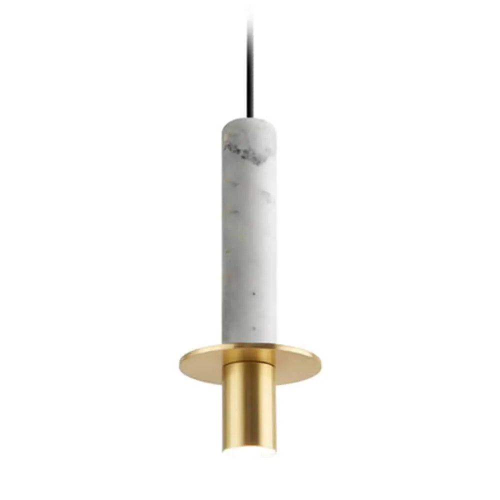 Bauernoh Cylindrical Marble Top Pendant Lamp