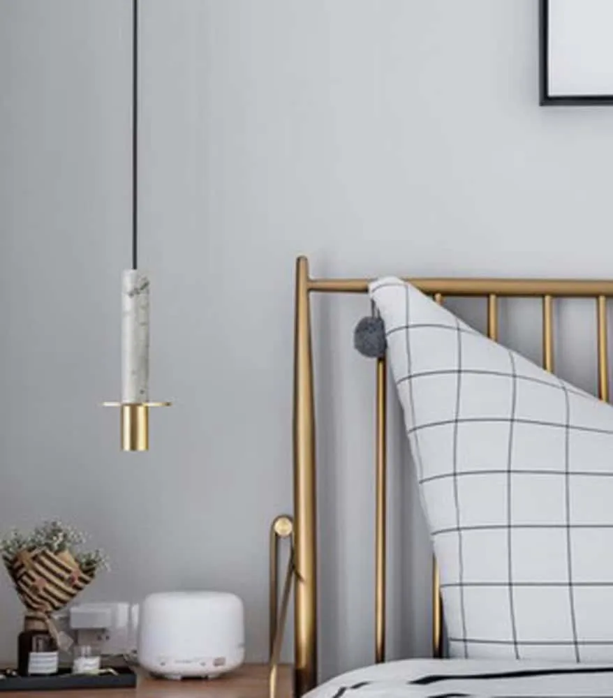 Bauernoh Cylindrical Marble Top Pendant Lamp