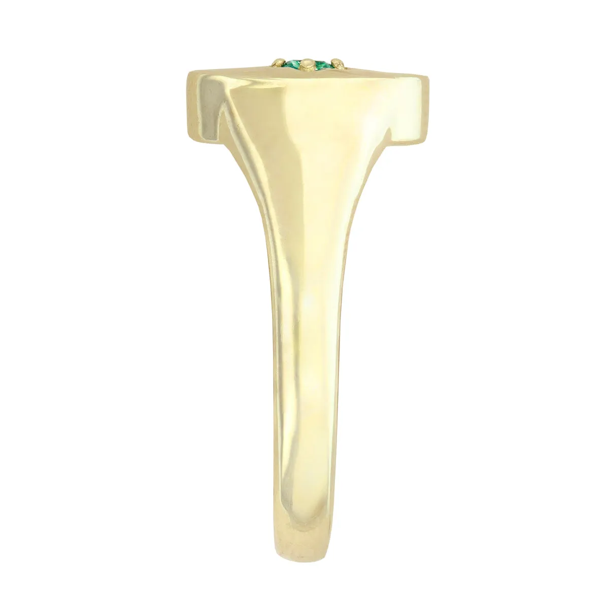 Bijou Collection Oval Emerald Set Signet Ring | 9K Yellow Gold