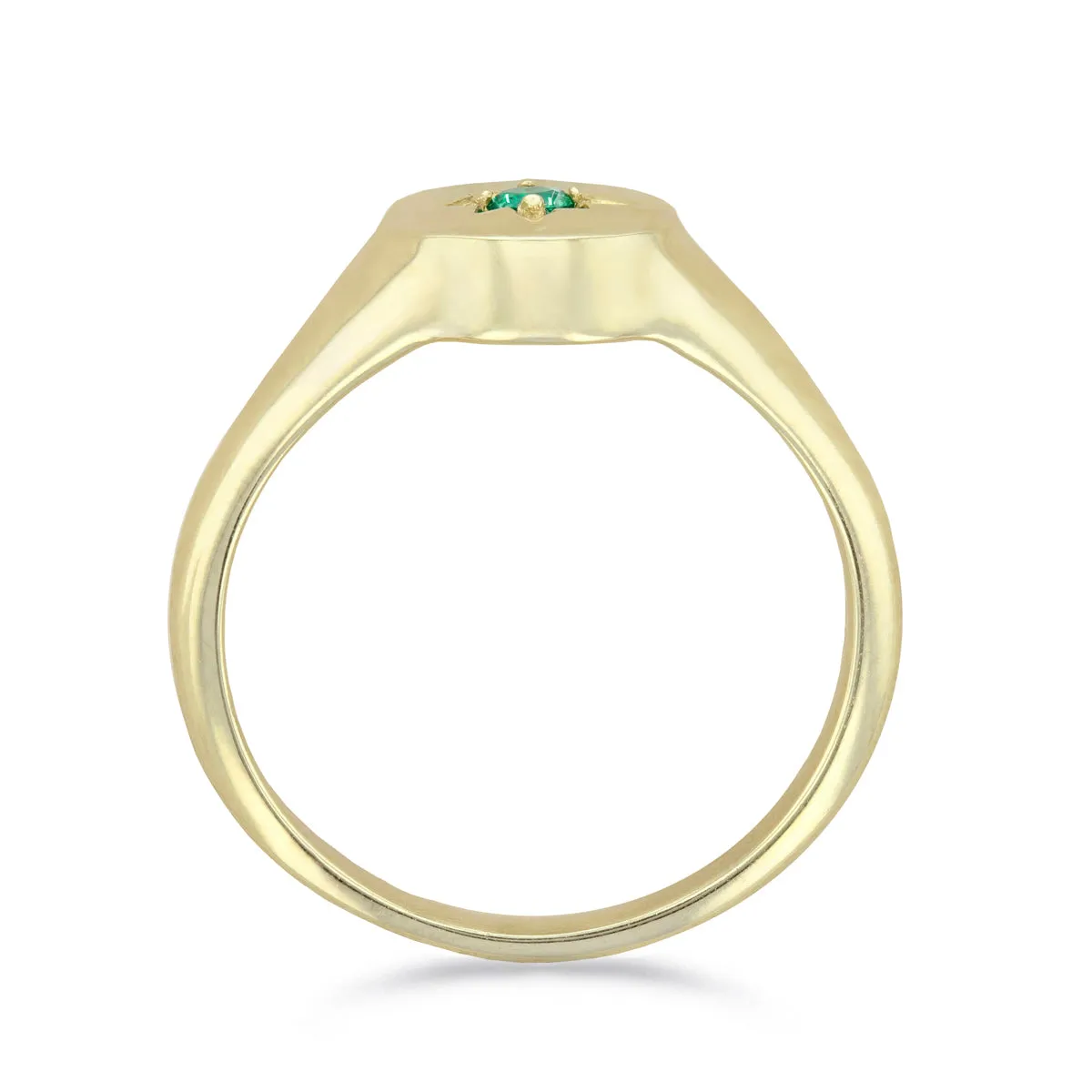 Bijou Collection Oval Emerald Set Signet Ring | 9K Yellow Gold